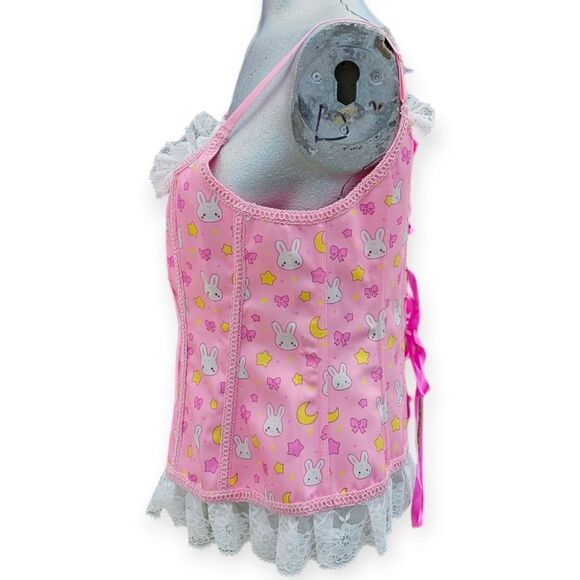 Littleforbig Women's Lace Up Boned Overbust Corset Bustier Bodyshaper - Picture 8 of 9